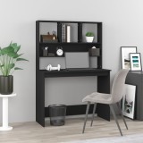 Cumpara ieftin Birou cu rafturi, negru, 102x45x148 cm, lemn compozit