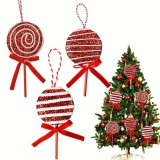 Ornamente Brad Acadele Set 3 Buc Craciun, Decoratiuni Festive, Rosu/Alb, 10.5cm, Cadou Ideal