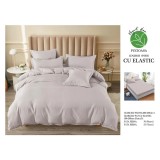 Cumpara ieftin Lenjerie de pat dublu Bumbac Finet 6 Piese cu Elastic, Gri - SIPRT192