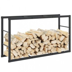 vidaXL Rastel pentru lemne de foc, negru,110x30x61 cm, oțel 4018466