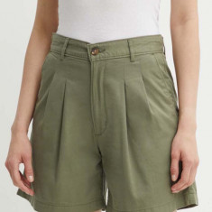 Levi's pantaloni scurti femei, culoarea verde, neted, high waist