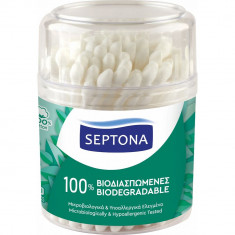 Betisoare Urechi Septona, 100 Buc/Set, Bumbac Natural, Culoare Alba, Betisoare pentru Urechi, Betisoare Igiena Urechi, Betisoare din Bumbac pentru Ure