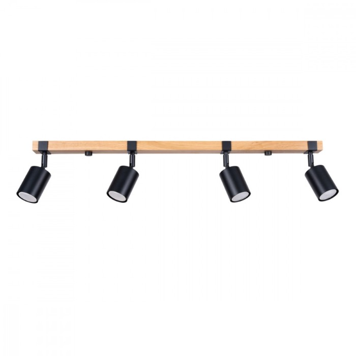 Lustră De Tavan Fager Lemn Negru/Natural Oțel/Lemn Natural 4 Becuri Tub Scandinav De Interior