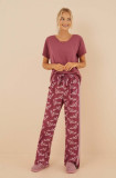 Women&#039;secret pantaloni de pijama Mix &amp; Match femei, culoarea roz, 3706012