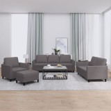 VidaXL Set de canapele cu perne, 4 piese, gri, piele ecologică