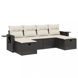 Cumpara ieftin Set mobilier de gradina cu perne, 6 piese, negru, poliratan