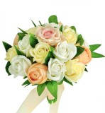 Buchet mediu personalizabil cu trandafiri si frunze (Alb, Crem, Somon), Eventissimi&reg;