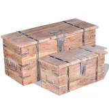 VidaXL Set de două cufere de depozitare din lemn de acacia