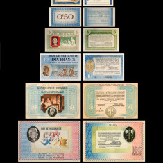 REPRODUCERI lot 8 bancnote Bon de Solidarite Vichy France Notes seria 1940-1944