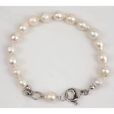 Cumpara ieftin Brățară Perle Baroc Albe Argint 925 Rodiat, Ajustabilă 18-23cm, Boeme, Handmade Italy, Cadou Inclus