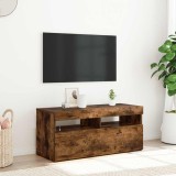 Comodă TV cu lumini LED, stejar fumuriu, 90x35x40 cm