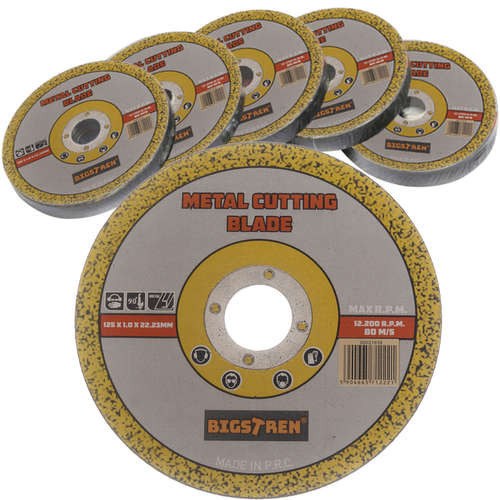 Discuri de Tăiere pentru Metal, 125mm, Plat, 50 Bucăți, Viteză 12.200 RPM