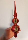 Varf de brad vintage, sticla, cu ursuleti, Germany, 26cm, pt pom de Craciun