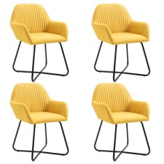 vidaXL Scaune de bucătărie, 4 buc., galben, material textil