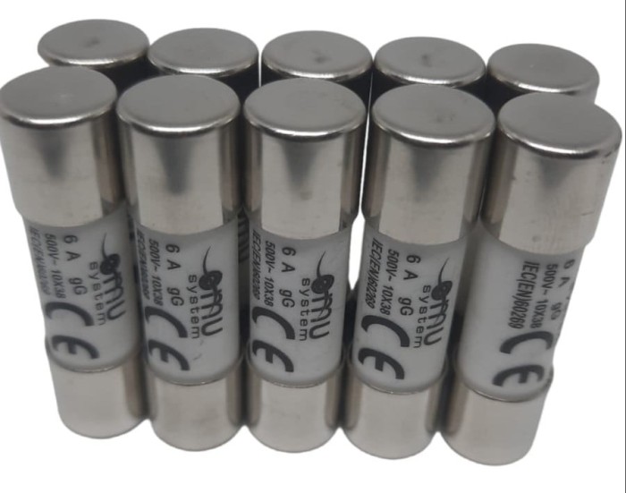 Set 10 sigurante 10x38 6A fuzibile cilindrice ceramica 500V AC gG