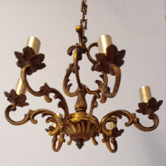 Candelabru antic din bronz masiv cu 6 brațe in stilul Rococo