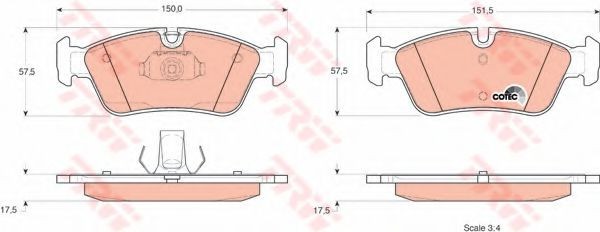 Set placute frana,frana disc BMW Seria 3 Compact (E36) (1994 - 2000) TRW GDB1348