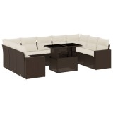 Cumpara ieftin Set canapele de gradina cu perne, 10 piese, maro, poliratan