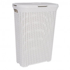 Cos rufe, Curver, 2 manere, cu capac, plastic, crem, 40 L, 45x26.5x61.5 cm foto