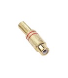 Mufa RCA mama metal auriu inel rosu, Oem
