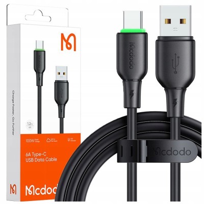 Mcdodo Usb-C Cablu De &amp;Icirc;ncărcare Rapidă Pentru Samsung Xiaomi Tip C 6A 100W 1M Led Negru foto