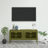 VidaXL Comodă TV, verde măsliniu, 105x35x50 cm, oțel