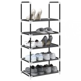 VidaXL Suport pantofi 5 niveluri, negru, 44x28x94 cm, țesătură nețesă