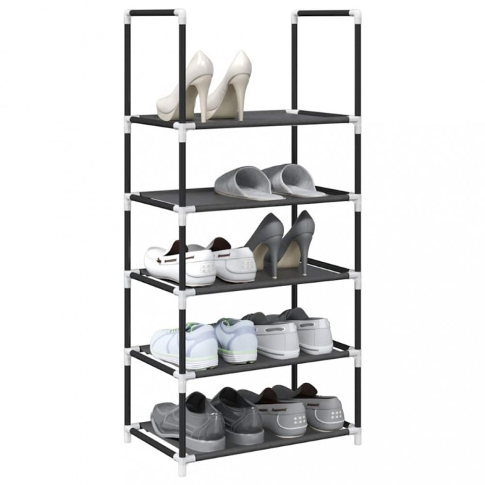 Gossi suport pantofi 5 niveluri, negru, 44x28x94 cm, tesatura netesa