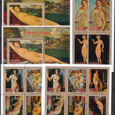 Ajman 1971 pictura Venus MI 895-902 A+B + bl.286 A+B MNH