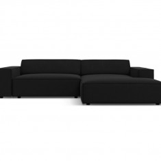 Coltar modular dreapta 3 locuri, Jodie, Micadoni Home, BL, 224x166x70 cm, catifea, negru