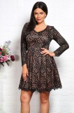 Rochie Eleganta Dantela Plina cu ManecaMarimea