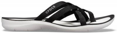 Slapi Crocs Swiftwater Webbing Flip Negru - Black/White foto