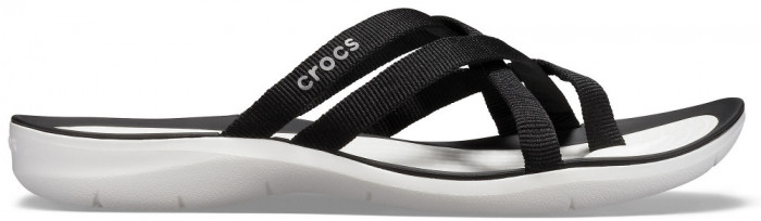 Slapi Crocs Swiftwater Webbing Flip Negru - Black/White