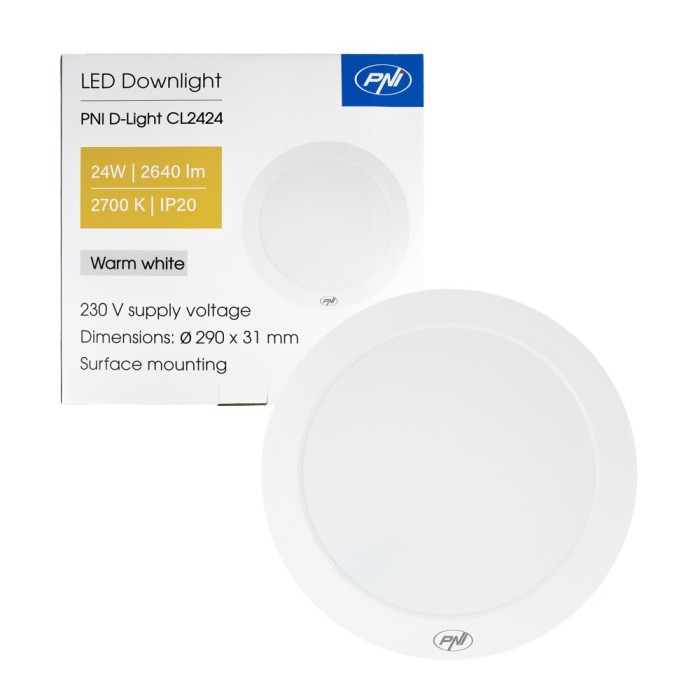 Aproape nou: Plafoniera LED PNI D-Light CL2424 24W, rotunda 29 cm, 2700K, alimentar