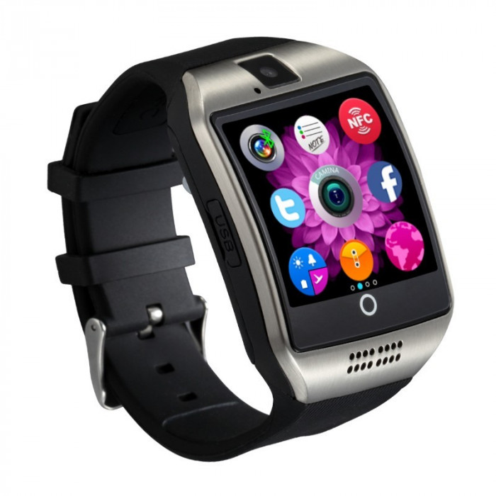 Smartwatch Vogue Q18 Curved cu Camera si Telefon 3G Display 1.54&quot; Bluetooth
