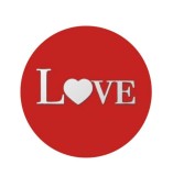 Cumpara ieftin Insigna rotunda LOVE cu fundal rosu si inima alba, model minimalist romantic 58 mm