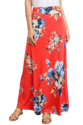 K594-19 Fusta lunga stil maxi, cu imprimeu floral foto