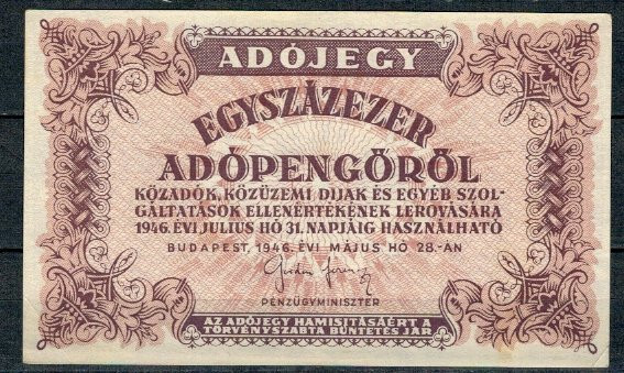 Ungaria 1946 - 100.000 adopengo, circulata