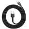 Cablu Date si Incarcare Baseus, Cafule CALKLF-AG1, USB la Lightning, 0.5 m, 2.4A, 480 Mbps, Negru, Blister
