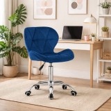Cumpara ieftin Scaun de birou, Artool, Avola, rotativ, catifea, bleumarin, 46.5x55x86.5 cm
