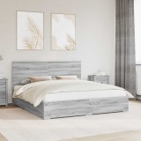 vidaXL Cadru de pat cu headboard Gri Sonoma 200 x 200 cm Lemn compozit 3409613