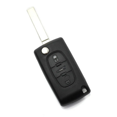 Citroen / Peugeot 307 - Carcasa tip cheie briceag 3 butoane, lama VA2-SH3, cu suport baterie, buton portbagaj foto