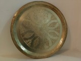 Superbă tava piesa decorativa pentru perete din alama masiva gravata