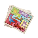 Cumpara ieftin Puzzle Montessori multicolor 16 x 13.5 x 1 cm, joc din lemn cu animale, puzzle logic 3D pentru copii, dezvoltare cognitiva, 4+ ani