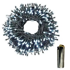 Instalatie Luminoasa LED + Bricheta Metalica Pentru Torturi Sarbatori, 8 Jocuri de Lumini, Impermeabila IP44, Alb rece, 100 m