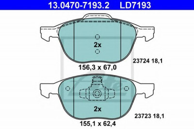 Set placute frana,frana disc VOLVO S40 II (MS) (2004 - 2016) ATE 13.0470-7193.2 foto