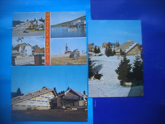 HOPCT LOT 2383 MUNTELE SEMENIC -JUD CARAS SEVERIN -3 CARTI POSTALE-CIRCULATE