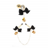 Distractie - Chisa Senuelo Ispita Sexy Set Negru Dop Anal cu Bijuterie si Lantisor cu Clema pentru Sfarcuri cu Fundite, Chisa Novelties
