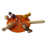 Jucărie nouă din lemn pentru ciugulit pui, găină care măn&acirc;ncă semințe, jucărie lucrată manual