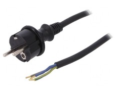 Cablu 3x1mm2 CEE 7/7 SCHUKO mufă gumă 2m